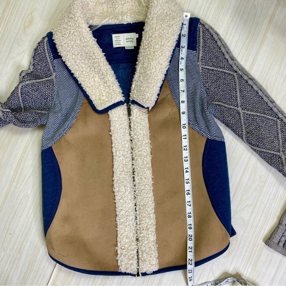 Anthropologie Saturday Sunday Sherpa knit faux suede sweater zip jacket size XS - Picture 5 of 10